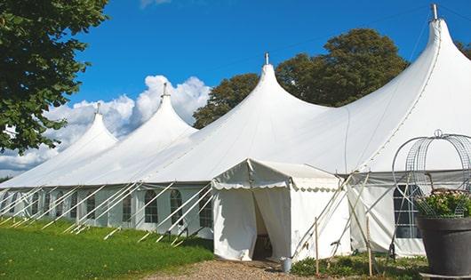 high-quality porta potties stationed at a wedding, meeting the needs of guests throughout the outdoor reception in Annapolis Junction